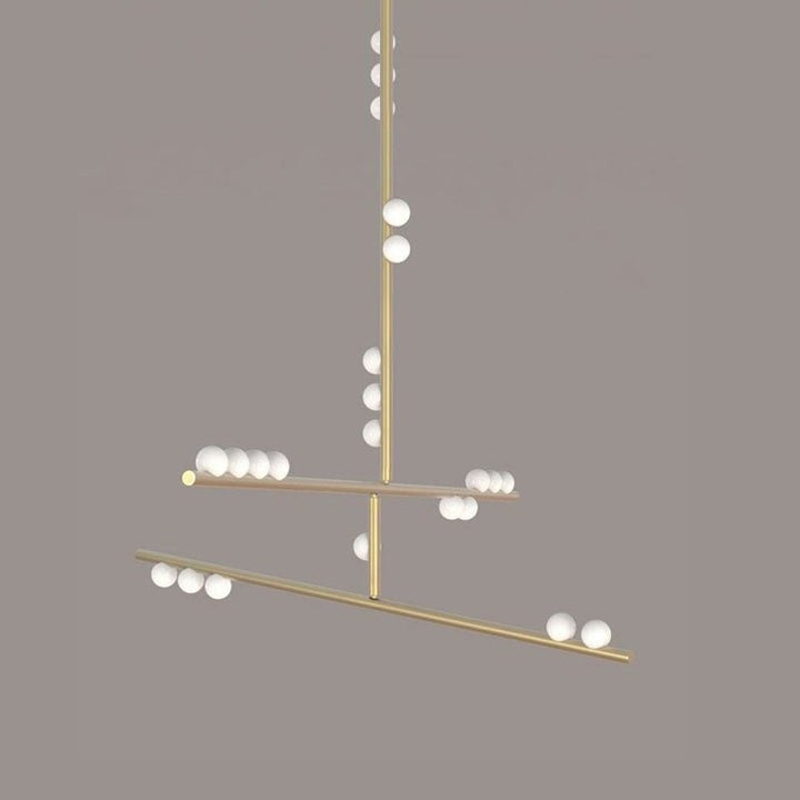 Adjustable Brass and Glass Orb Drop Chandelier