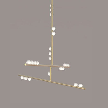 Adjustable Brass and Glass Orb Drop Chandelier
