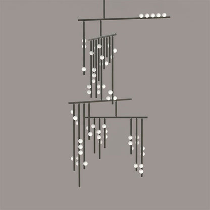 Adjustable Brass and Glass Orb Drop Chandelier