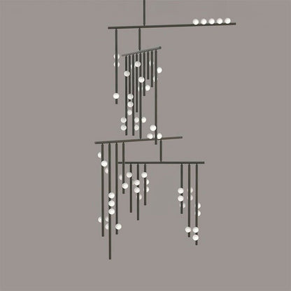 Adjustable Brass and Glass Orb Drop Chandelier