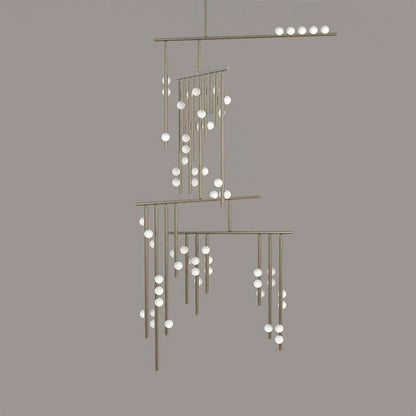 Adjustable Brass and Glass Orb Drop Chandelier