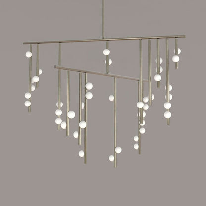 Adjustable Brass and Glass Orb Drop Chandelier