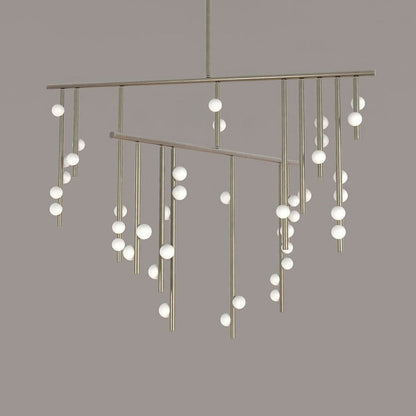 Adjustable Brass and Glass Orb Drop Chandelier