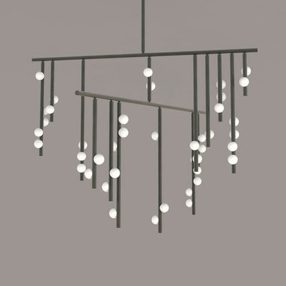 Adjustable Brass and Glass Orb Drop Chandelier