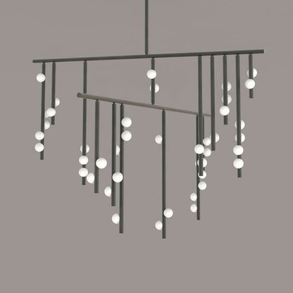 Adjustable Brass and Glass Orb Drop Chandelier