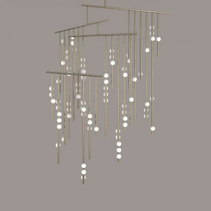 Adjustable Brass and Glass Orb Drop Chandelier
