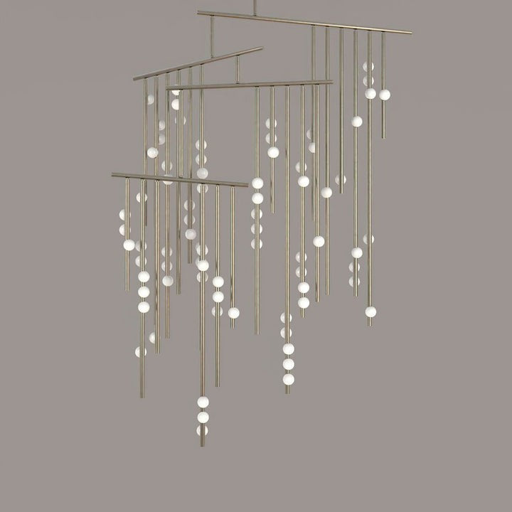 Adjustable Brass and Glass Orb Drop Chandelier
