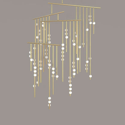 Adjustable Brass and Glass Orb Drop Chandelier