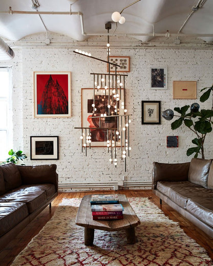 Adjustable Brass and Glass Orb Drop Chandelier