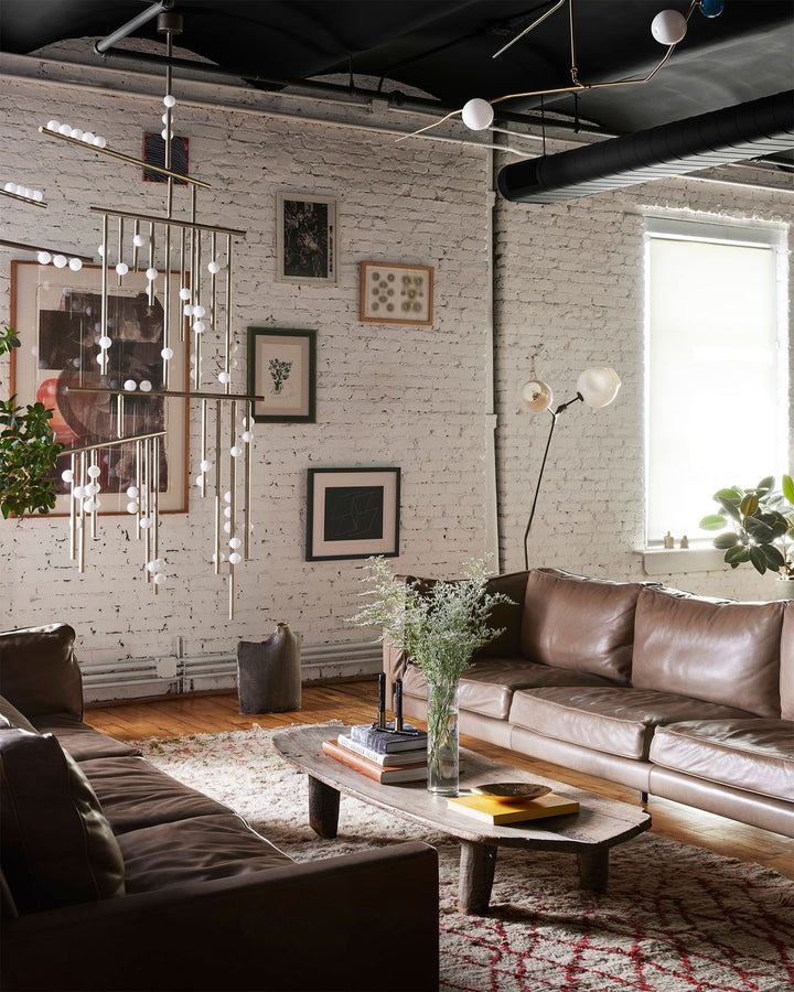 Adjustable Brass and Glass Orb Drop Chandelier