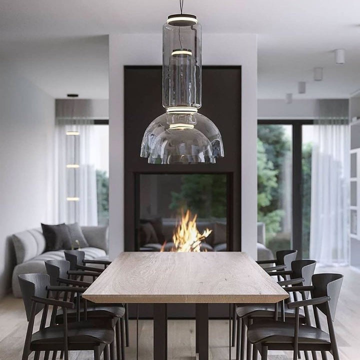 Adjustable Clear Glass Cylinder LED Pendant Light