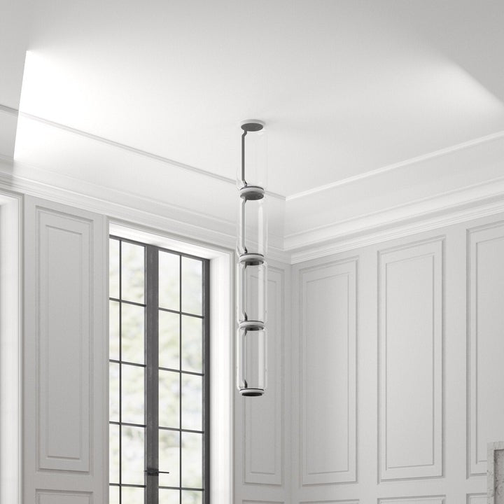 Adjustable Clear Glass Cylinder LED Pendant Light