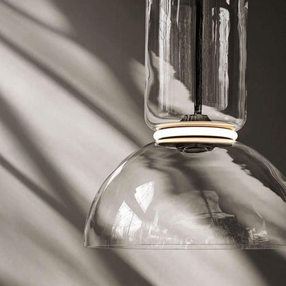 Adjustable Clear Glass Cylinder LED Pendant Light