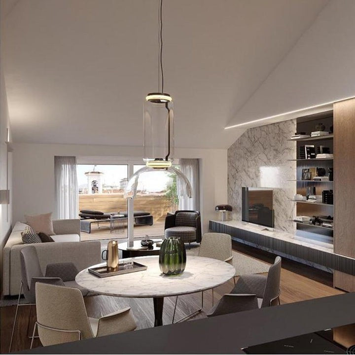 Adjustable Clear Glass Cylinder LED Pendant Light