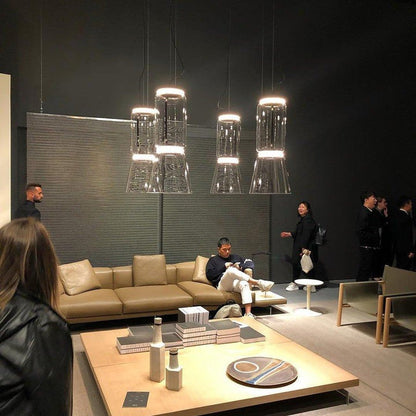Adjustable Clear Glass Cylinder LED Pendant Light