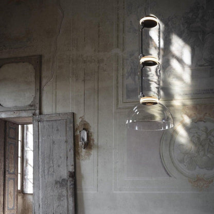 Adjustable Clear Glass Cylinder LED Pendant Light