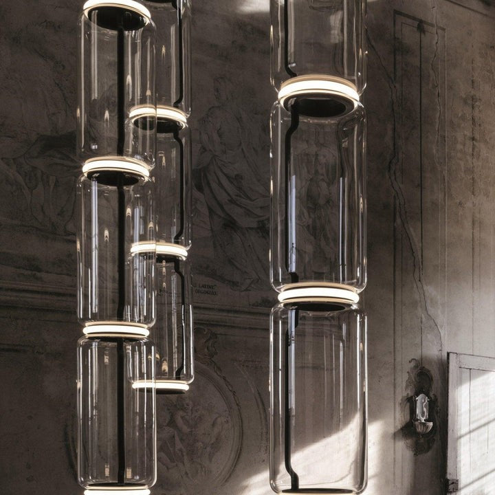 Adjustable Clear Glass Cylinder LED Pendant Light