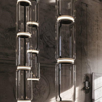 Adjustable Clear Glass Cylinder LED Pendant Light