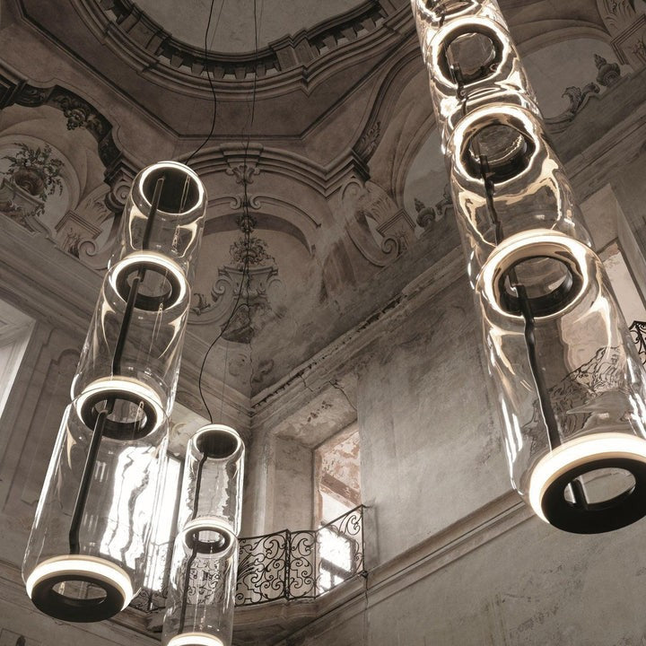 Adjustable Clear Glass Cylinder LED Pendant Light