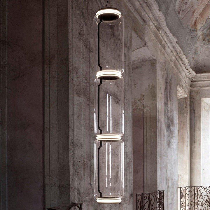 Adjustable Clear Glass Cylinder LED Pendant Light