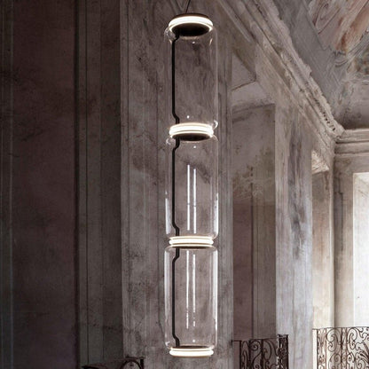 Adjustable Clear Glass Cylinder LED Pendant Light
