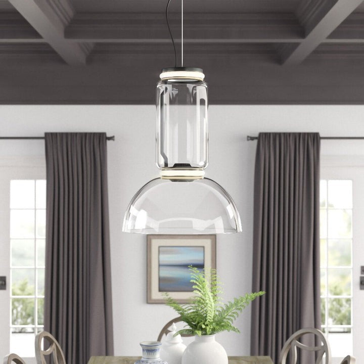 Adjustable Clear Glass Cylinder LED Pendant Light
