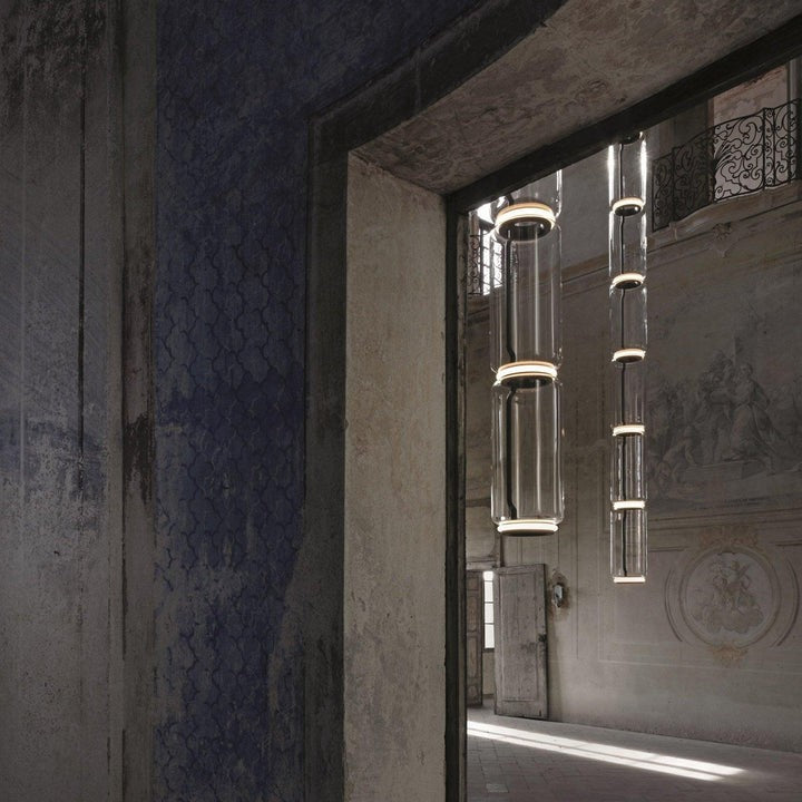 Adjustable Clear Glass Cylinder LED Pendant Light