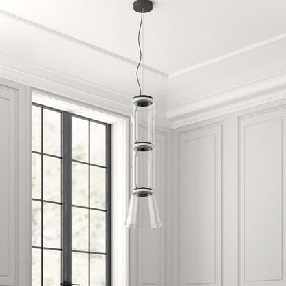 Adjustable Clear Glass Cylinder LED Pendant Light