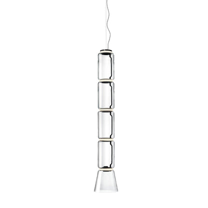 Adjustable Clear Glass Cylinder LED Pendant Light