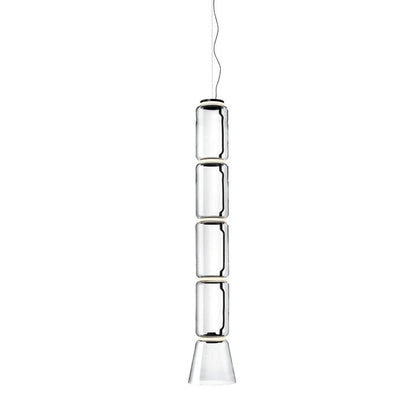 Adjustable Clear Glass Cylinder LED Pendant Light
