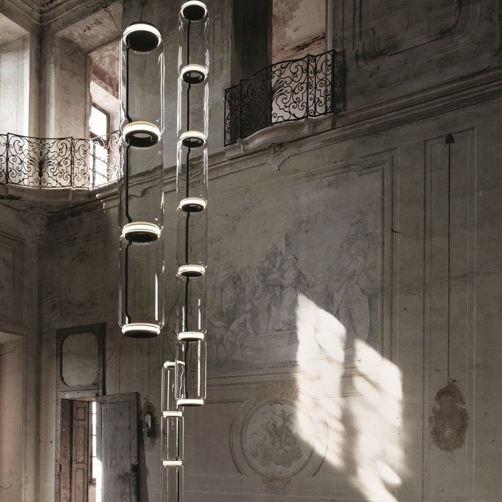 Adjustable Clear Glass Cylinder LED Pendant Light