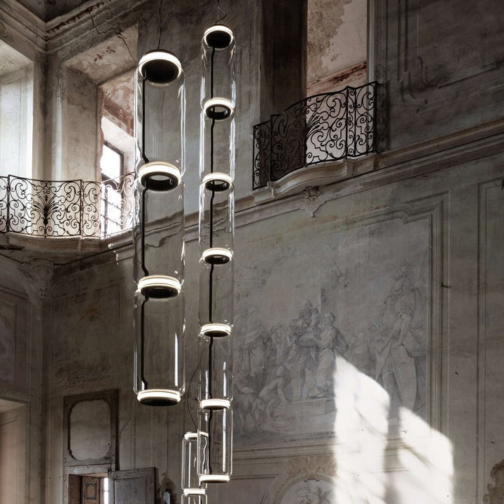 Adjustable Clear Glass Cylinder LED Pendant Light