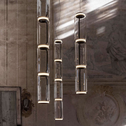 Adjustable Clear Glass Cylinder LED Pendant Light