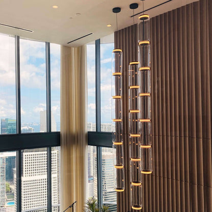 Adjustable Clear Glass Cylinder LED Pendant Light