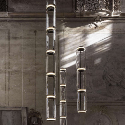 Adjustable Clear Glass Cylinder LED Pendant Light