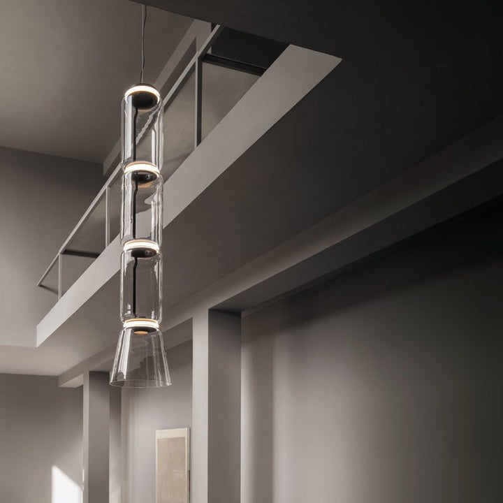 Adjustable Clear Glass Cylinder LED Pendant Light