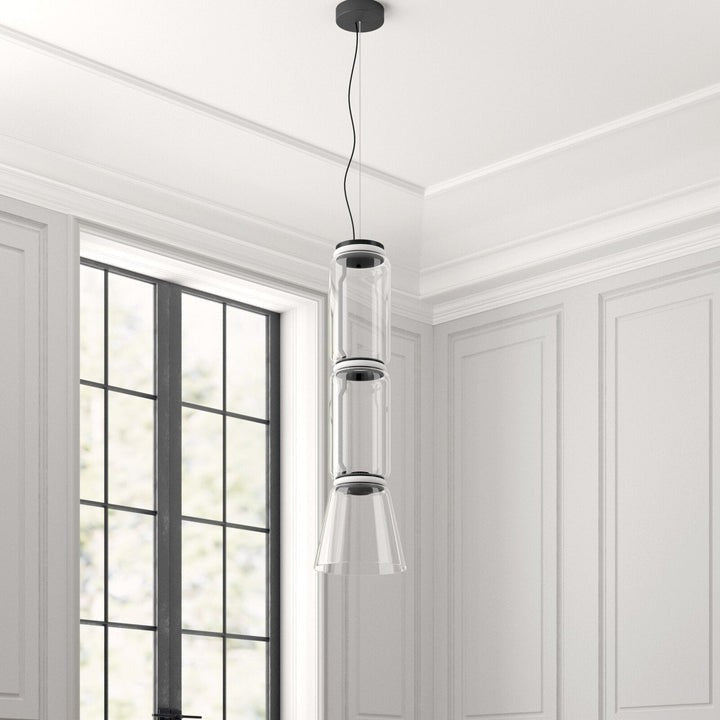 Adjustable Clear Glass Cylinder LED Pendant Light