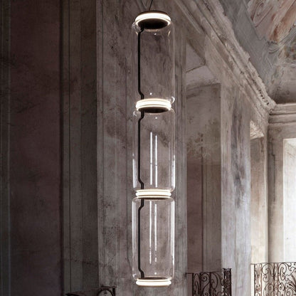 Adjustable Clear Glass Cylinder LED Pendant Light
