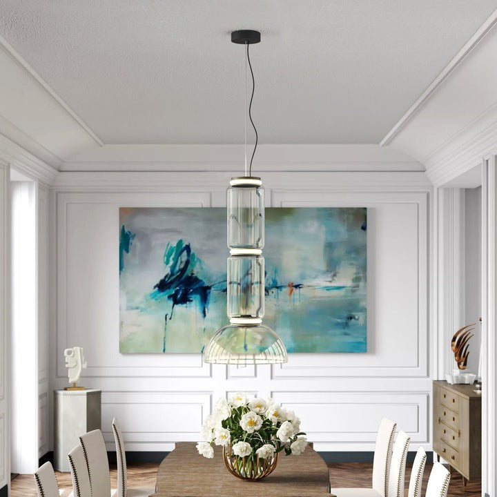 Adjustable Clear Glass Cylinder LED Pendant Light