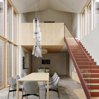 Adjustable Clear Glass Cylinder LED Pendant Light