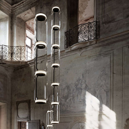 Adjustable Clear Glass Cylinder LED Pendant Light
