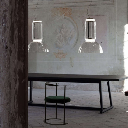 Adjustable Clear Glass Cylinder LED Pendant Light