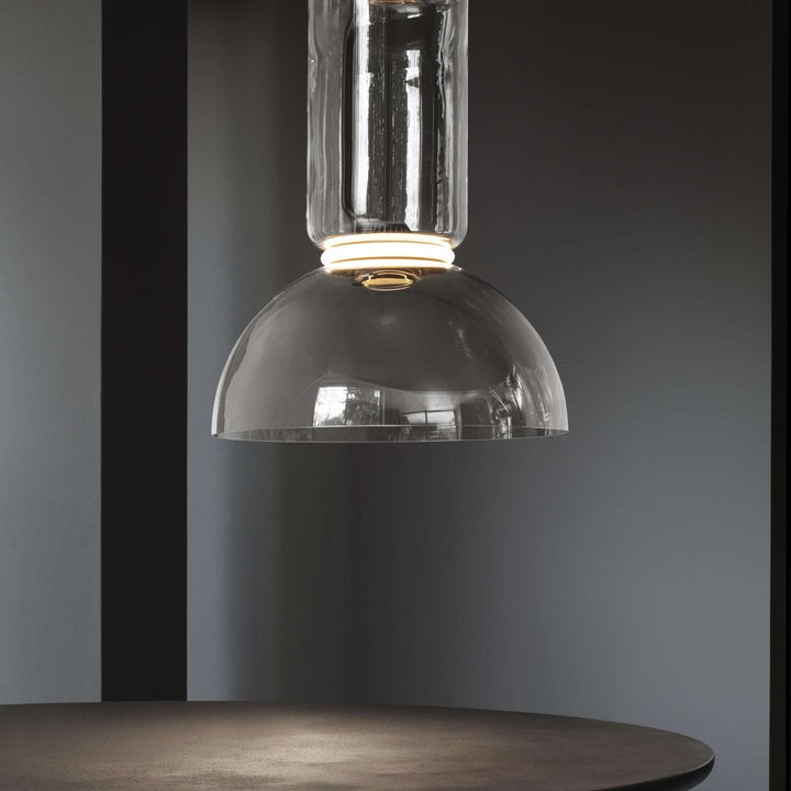 Adjustable Clear Glass Cylinder LED Pendant Light