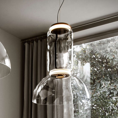 Adjustable Clear Glass Cylinder LED Pendant Light