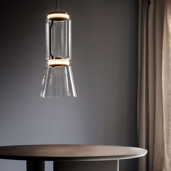 Adjustable Clear Glass Cylinder LED Pendant Light