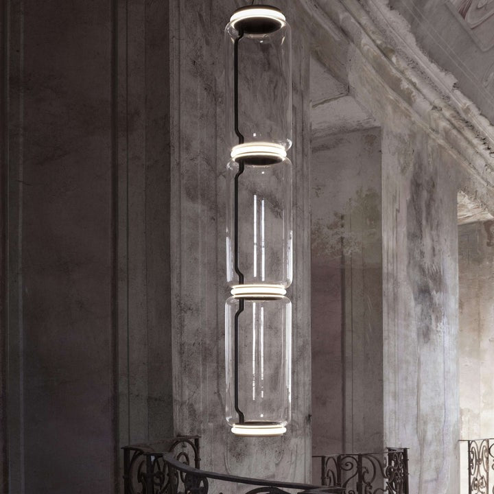 Adjustable Clear Glass Cylinder LED Pendant Light