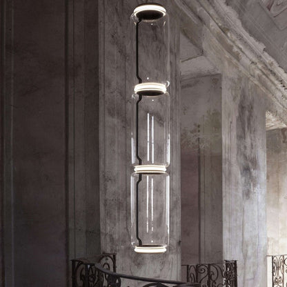 Adjustable Clear Glass Cylinder LED Pendant Light