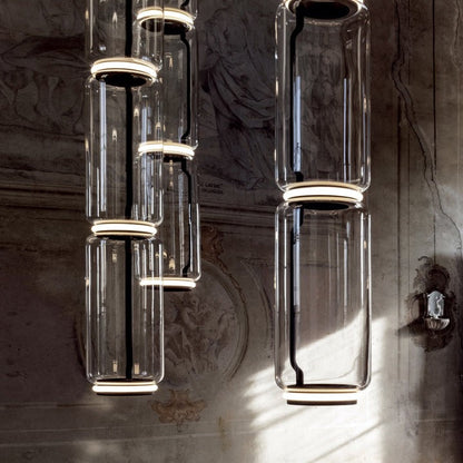 Adjustable Clear Glass Cylinder LED Pendant Light