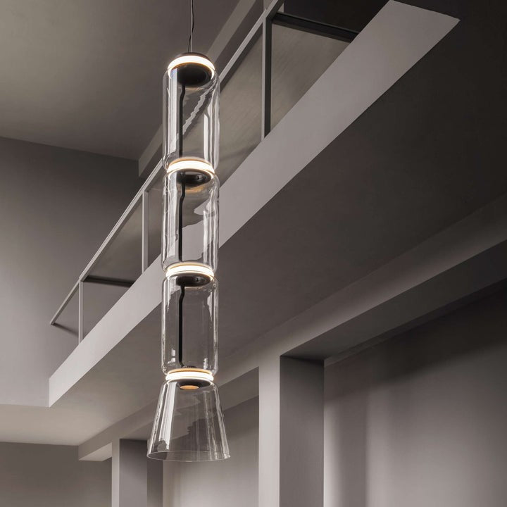 Adjustable Clear Glass Cylinder LED Pendant Light