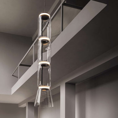 Adjustable Clear Glass Cylinder LED Pendant Light